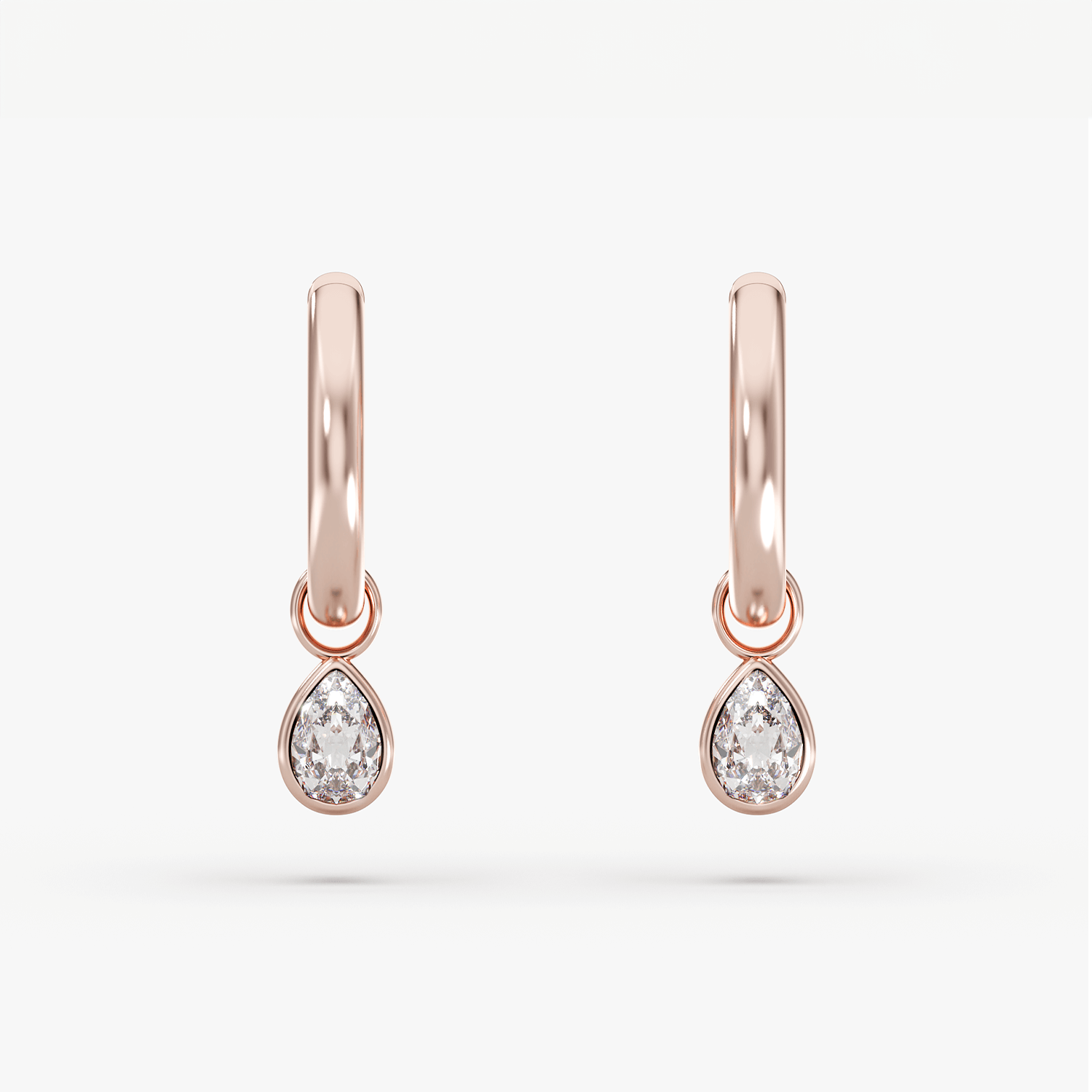 Pear Prism Charm Hoops Rose Gold