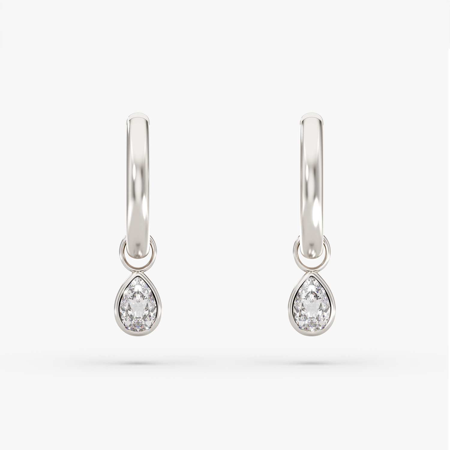 Pear Prism Charm Hoops White Gold